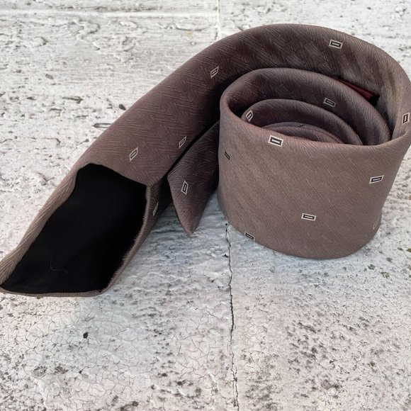 Oscar De La Renta Men Tie Classic Necktie Brown Tie - Picture 7 of 10